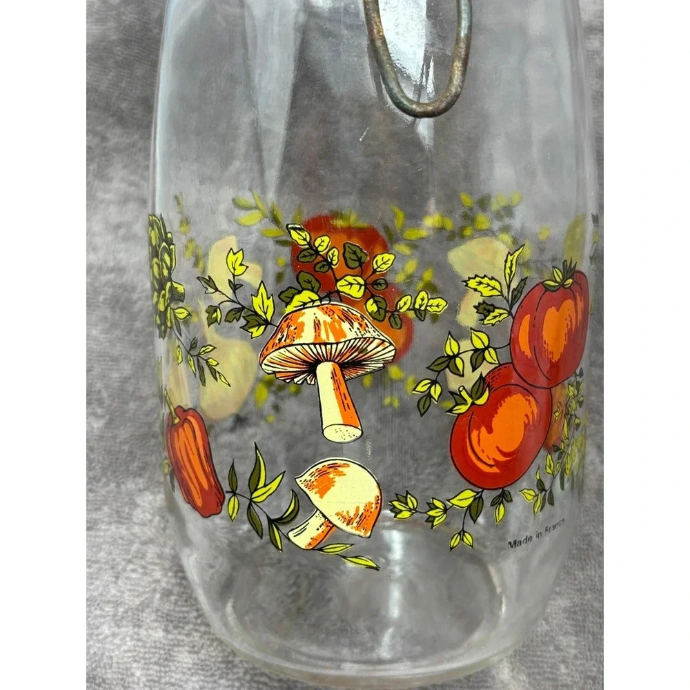 Vtg Made in France Glass Canister Vegetable Mushroom Lid Storage Jar